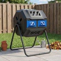 STILVORA 160L Rotating Compost Bin with Dual Chamber in Black