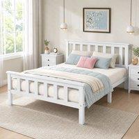 STILVORA Bed Frame 3ft Single with wooden structure in White