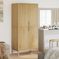 Berkfield Home Wardrobe FLORO Wax Brown 77x53x171 cm Solid Wood Pine | Size: 77 x 53 x 171 cm