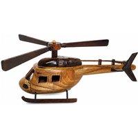netfurniture Sky Sentinal Model Helicopter Handcrafted Wooden Vintage 30 cm in Grey