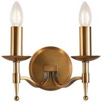 Netlighting Stanford 2 Light Indoor Twin Candle Wall Light Antique Brass E14 in Gold