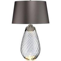Netlighting Lena 2 Light Large Smoke Table Lamp Smoketinted Glass Slate Shade E27 in Black