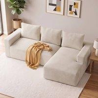 Gartistgo L-Shaped Corduroy Modular Sofa with Chaise No Assembly Required in Beige