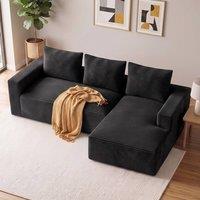 Gartistgo L-Shaped Corduroy Modular Sofa with Chaise No Assembly Required in Black