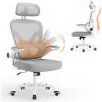 Gartistgo Ergonomic Office Chair with Dual Backrest, Mesh & Adjustable Headrest in Grey