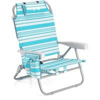 Trail Outdoor Leisure Trail Low Reclining Beach Chair Camping Recliner Carry Straps in Light Blue