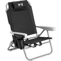 Trail Outdoor Leisure Trail Low Reclining Beach Chair Camping Recliner Carry Straps in Black
