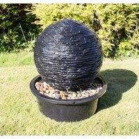 Primrose Torver Slate Effect Sphere Water Feature Lights Self Contained 56cm in Grey