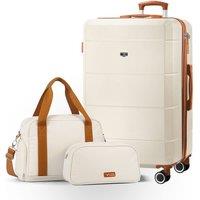 Lugg Jetset 3-Piece Travel Set - 28inch Suitcase, Duffel Bag & Toiletry Bag in Cream