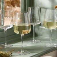 Dibor Set of 4 Ribbed Vinatge Spring Summer Wine Glasses Wine Goblets Wedding Gift 350ml in Clear | Size: 4 Pack