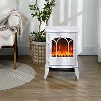 HOMCOM Electric Log Burner with LED Flame Effect 1000W/2000W in White