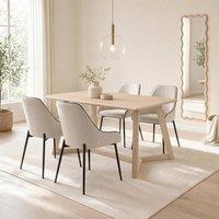 FurnitureboxUK Lulworth Whitewashed Wood Dining Table 4 Beaumont Chairs in Cream