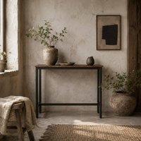 Wyld Haus Bazila Rustic Brown Wood Effect Rectangular Bar Table Industrial