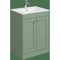 Balterley 600mm Floor Standing 2 Door Unit & Minimalist Basin 1 Tap Hole - Green