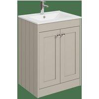 Balterley 600mm Floor Standing 2 Door Unit with Basin 1 Tap Hole - Pebble Grey