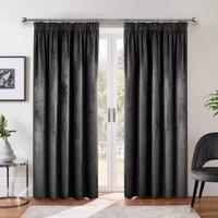 New Edge Blinds Verbena Jacquard Pencil Pleat Curtains in Black | Size: 228 cm width x 228 cm drop