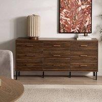 Wyld and Coco 9-Drawer Chest Dark Brown MDF with Black Iron Legs