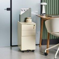 Wyld and Coco Light Beige Metal Storage Cabinet 3-Drawer Key Lock