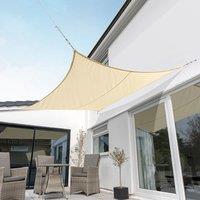 Primrose 2m Square Waterproof Ivory Garden Patio Sun Shade Sail Canopy 98% UV Block with Free Fixing Kit in Light Sand