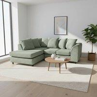 Abakus Direct Jumbo Chenille Corner Left Sofa with Plush Chaise Extension in Dark Green