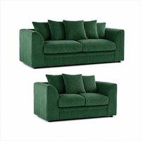 SOFA SCENE LTD CHICAGO JUMBO CORD 3+2 SOFA SET SUITE GREEN in Dark Green