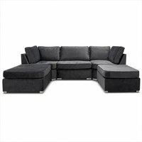 SOFA SCENE LTD BISHOP U SHAPE PLUSH GREY SOFA SUITE | Size: 6 Person