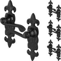 AFIT Black Antique Cast Iron Door Handles Latch, Backplate 4 Pairs | Size: 150mm x 150mm