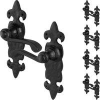 AFIT Black Antique Cast Iron Door Handles Latch, Backplate 5 Pairs | Size: 150mm x 150mm