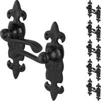 AFIT Black Antique Cast Iron Door Handles Latch, Backplate 6 Pairs | Size: 150mm x 150mm