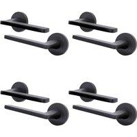 AFIT Black Fire Door Handle Matt Black Internal Lever On Rose 4 Pack | Size: 150mm x 150mm