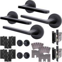 AFIT Black Fire Door Handle Bathroom Set Matt Black, Latch Lock 2 Pack | Size: 150mm x 150mm