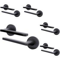 AFIT Black Fire Door Handle Matt Black Internal Lever On Rose 5 Pack | Size: 150mm x 150mm