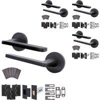 AFIT Black Fire Door Handle Latch Set Matt Black Internal, Latch Hinges4 Pack | Size: 150mm x 150mm