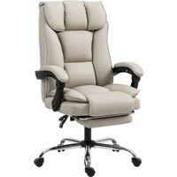 HOMCOM Pet-Friendly Leather Recliner Computer Chair with Footrest, Khaki