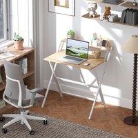HOMCOM 81.5 cm Folding Computer Desk for Small Spaces Bedroom in Natural | Size: Large