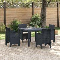 Berkfield Home 5 Piece Garden Dining Set with Cushions Anthracite Poly Rattan