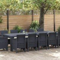 Berkfield Home 13 Piece Garden Dining Set with Cushions Anthracite Poly Rattan