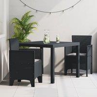 Berkfield Home 3 Piece Garden Dining Set with Cushions Anthracite Poly Rattan