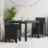 Berkfield Home 3 Piece Garden Dining Set Anthracite Poly Rattan