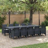 Berkfield Home 11 Piece Garden Dining Set with Cushions Anthracite Poly Rattan
