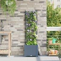 Berkfield Home Garden Planter with Trellis Light Grey 40x40x143 cm | Size: 40 x 40 x 143 cm