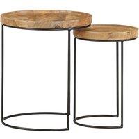Berkfield Home 2 Piece Coffee Table Set Solid Mango Wood & Steel in Brown