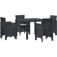 Berkfield Home 5 Piece Garden Dining Set with Cushions Anthracite Poly Rattan