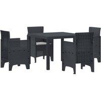 Berkfield Home 5 Piece Garden Dining Set with Cushions Anthracite Poly Rattan