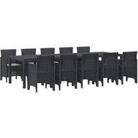Berkfield Home 11 Piece Garden Dining Set with Cushions Anthracite Poly Rattan