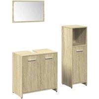 Berkfield Home 3 Piece Bathroom Furniture Set Sonoma Oak Engineered Wood in Light Brown