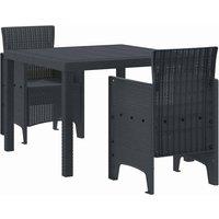 Berkfield Home 3 Piece Garden Dining Set Anthracite Poly Rattan in Dark Grey