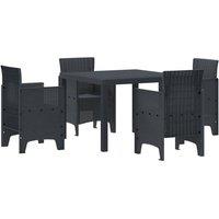 Berkfield Home 5 Piece Garden Dining Set Anthracite Poly Rattan in Dark Grey