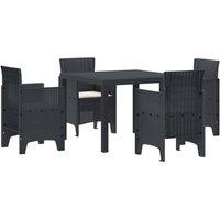 Berkfield Home 5 Piece Garden Dining Set with Cushions Anthracite Poly Rattan