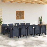Berkfield Home Modern 11 Piece Garden Dining Set with Cushions Anthracite Poly Rattan